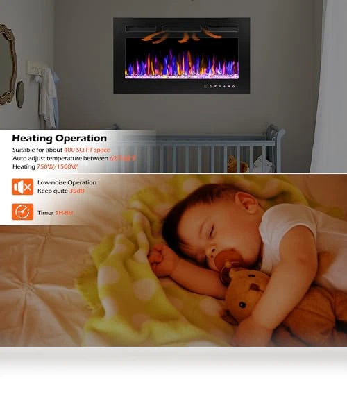 Electric Fireplace Wall Mounted and Recessed — Outdoor Fireplaces, BETELNUT