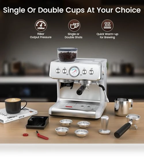 Espresso Machine with Grinder — Coffee & Espresso Combos, Electactic
