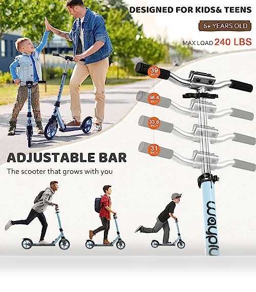 Foldable Kick Scooter with Adjustable Handlebar — Push Scooters, WAYPLUS