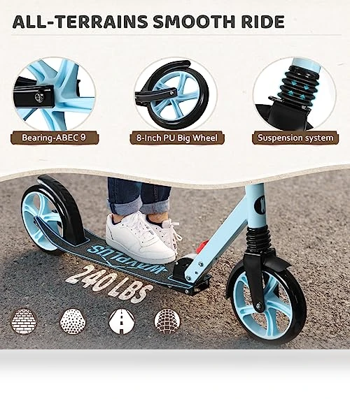 Foldable Kick Scooter with Adjustable Handlebar — Push Scooters, WAYPLUS