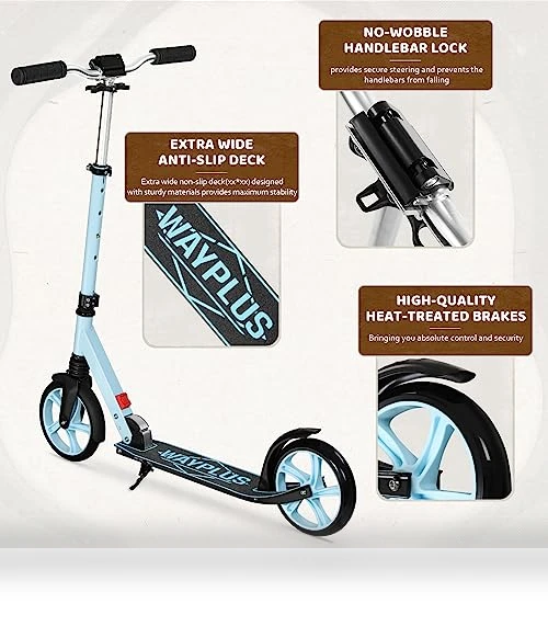 Foldable Kick Scooter with Adjustable Handlebar — Push Scooters, WAYPLUS