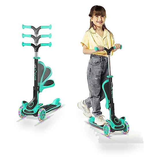 Foldable Seat Kids Scooter with LED Wheel Lights — Push Scooters, Lifemaster