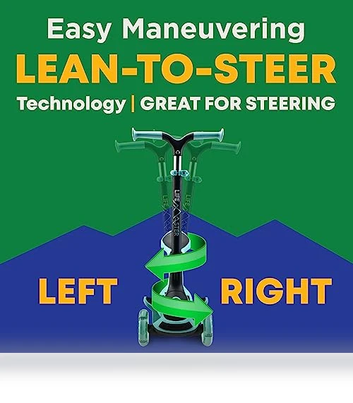 Foldable Seat Kids Scooter with LED Wheel Lights — Push Scooters, Lifemaster
