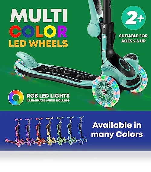 Foldable Seat Kids Scooter with LED Wheel Lights — Push Scooters, Lifemaster