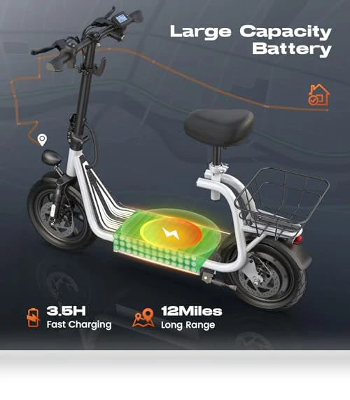 Peak 1200W Electric Scooter with Seat — Push Scooters, Caroma