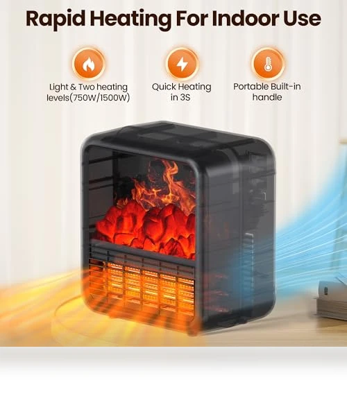 Portable Space Heater with 3D Flame Effect — Portable Heating Solutions, Alpaca