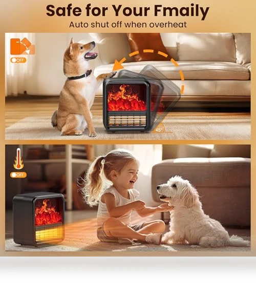 Portable Space Heater with 3D Flame Effect — Portable Heating Solutions, Alpaca