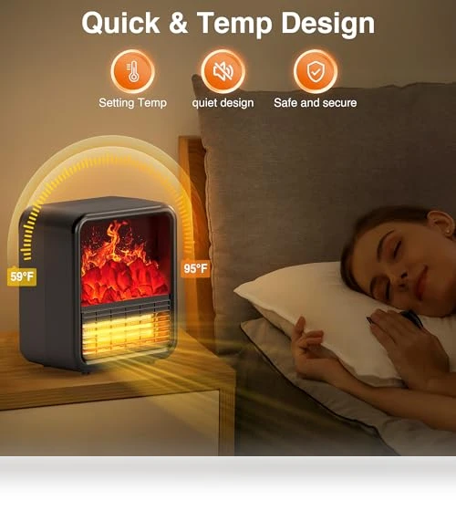 Portable Space Heater with 3D Flame Effect — Portable Heating Solutions, Alpaca