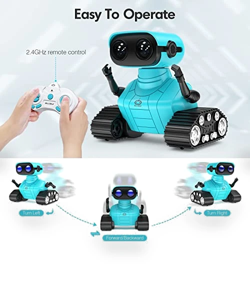 Rechargeable RC Robot Toy with Music and LED Eyes — Interactive Figures & Robots, ALLCELE