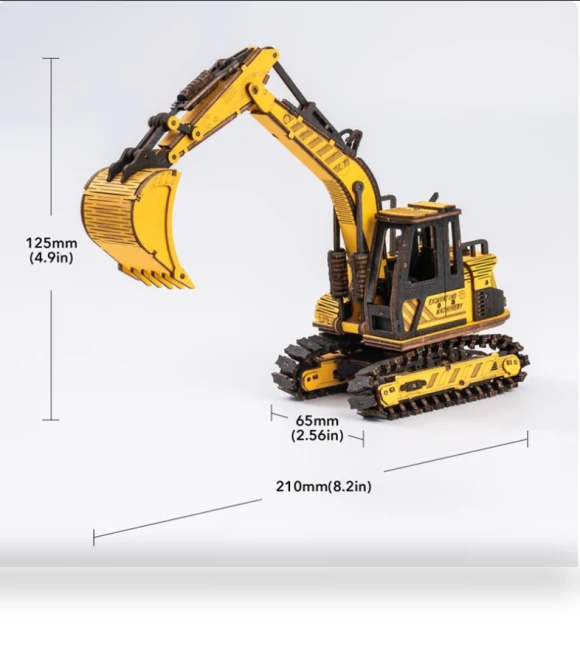 Excavator Engineering Vehicle 3D Wooden Puzzle — Educational, Robotime