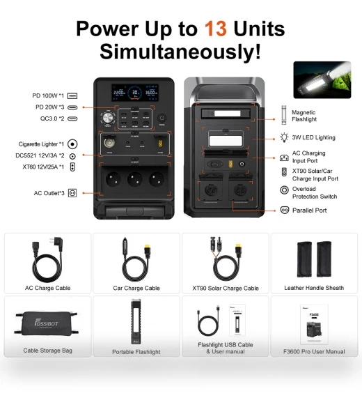 Portable Power Station with Extra Battery and Solar Panel Kit — Solar & Wind Power, FOSSiBOT