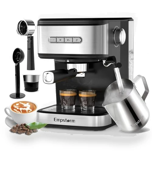 20 Bar Espresso Machine with Milk Frother Steam Wand — Coffee & Espresso Combos, Empstorm