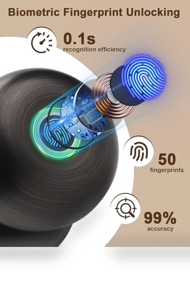Fingerprint Smart Lock Biometric Door Knob — Smart Home Security, Tinewa
