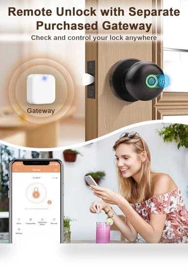 Fingerprint Smart Lock Biometric Door Knob — Smart Home Security, Tinewa