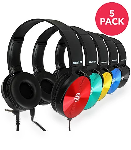 Kids Headphones Bulk 5 Pack — In-Ear Headphones, Sonitum