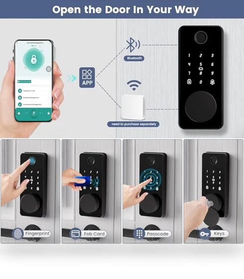 Smart Deadbolt Door Lock with Keypad and Fingerprint — Keyless Entry, biquole