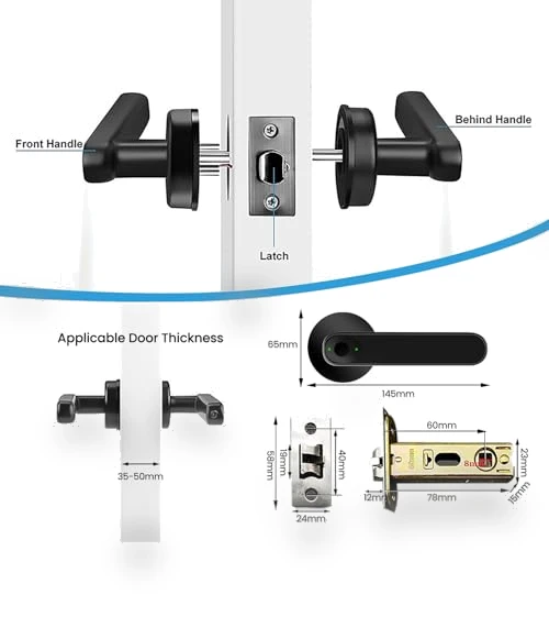 Smart Door Lock with Fingerprint, APP Control, and Key — Keyless Entry, Kadonio