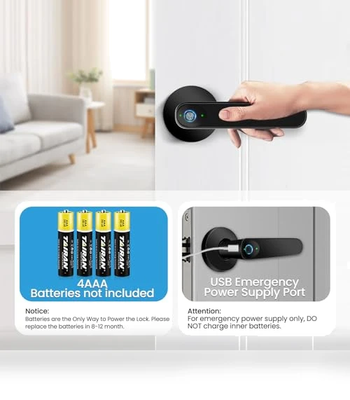 Smart Door Lock with Fingerprint, APP Control, and Key — Keyless Entry, Kadonio