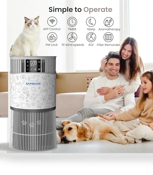 Smart Pet Air Purifier with Aromatherapy Diffuser — Activated Carbon Air Purifiers, Samrado