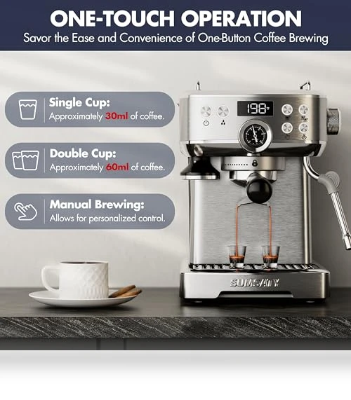 Stainless Steel Espresso Machine with Milk Frother — Milk Frothers, SUMSATY