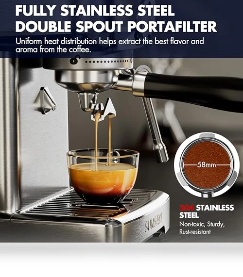 Stainless Steel Espresso Machine with Milk Frother — Milk Frothers, SUMSATY