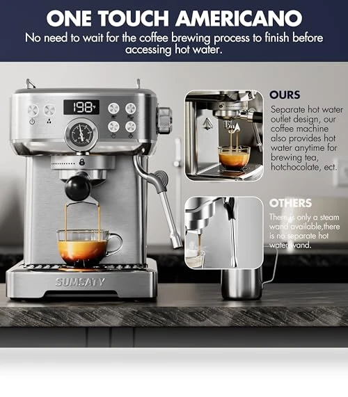 Stainless Steel Espresso Machine with Milk Frother — Milk Frothers, SUMSATY