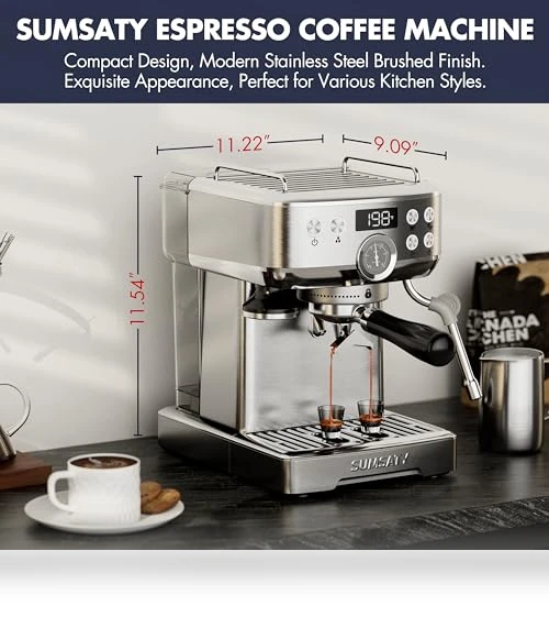 Stainless Steel Espresso Machine with Milk Frother — Milk Frothers, SUMSATY