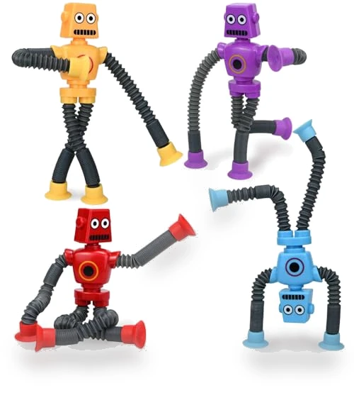 Telescopic Suction Cup Robots Autism Pop Tubes Sensory Fidget Toy — Stress Relievers, COLEGRY