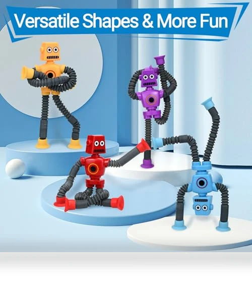 Telescopic Suction Cup Robots Autism Pop Tubes Sensory Fidget Toy — Stress Relievers, COLEGRY