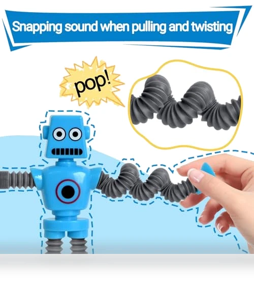 Telescopic Suction Cup Robots Autism Pop Tubes Sensory Fidget Toy — Stress Relievers, COLEGRY