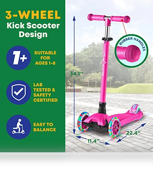 3 Wheel Kick Scooter with LED Lights — Electric Vehicles, Lifemaster