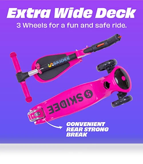 Adjustable Height Foldable Scooter with Removable Seat — Balance Bikes, SKIDEE
