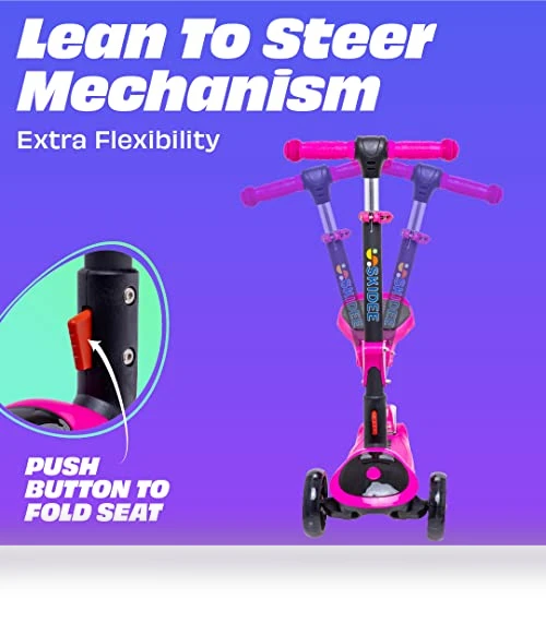 Adjustable Height Foldable Scooter with Removable Seat — Balance Bikes, SKIDEE
