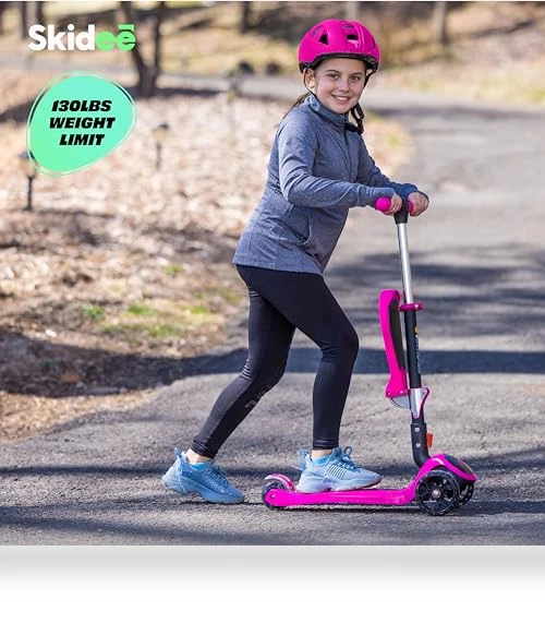 Adjustable Height Foldable Scooter with Removable Seat — Balance Bikes, SKIDEE