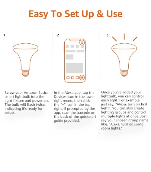 Smart BR30 LED Light Bulb, Color Changing — LED, Amazon Basics