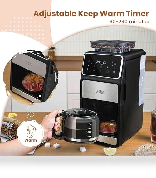 10 Cup Drip Coffee Maker with Built-in Grinder — Beverage Warmers, Gevi