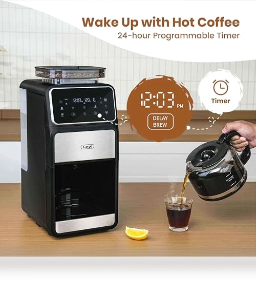 10 Cup Drip Coffee Maker with Built-in Grinder — Beverage Warmers, Gevi