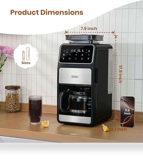 10 Cup Drip Coffee Maker with Built-in Grinder — Beverage Warmers, Gevi
