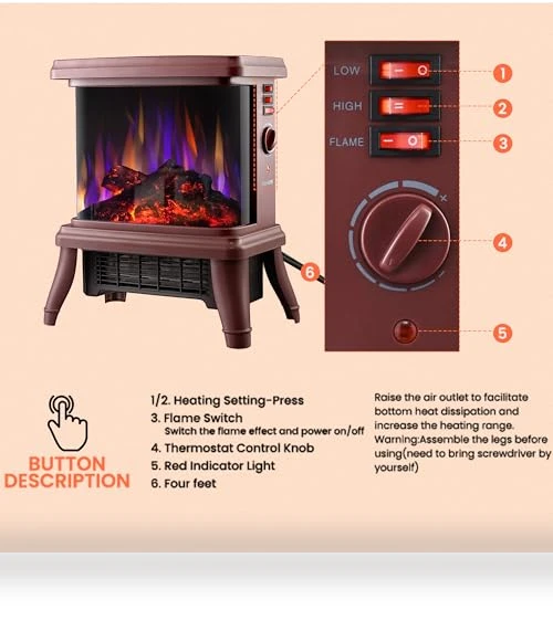 18" Panoramic Window Electric Wood Stove Fireplace with Flame Effect — Electric Heating Solutions, SheerAIRE