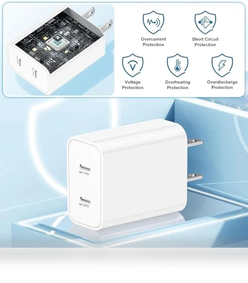 Dual-Port USB-C Fast Charger Block — Chargers, Shenzhen Liuri Technology Co.,Ltd.