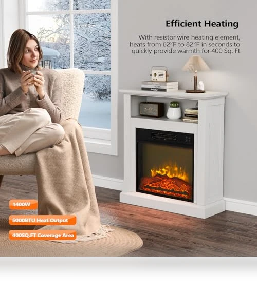 Electric Fireplace with Mantel — Electric Heating Solutions, ROVSUN