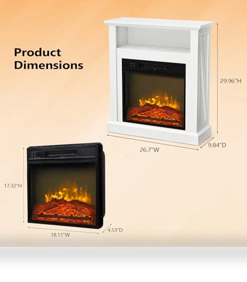 Electric Fireplace with Mantel — Electric Heating Solutions, ROVSUN