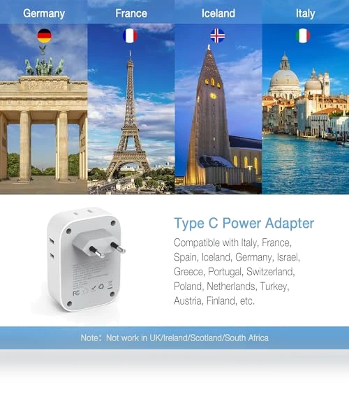 European Travel Plug Adapter USB C — Chargers, TESSAN