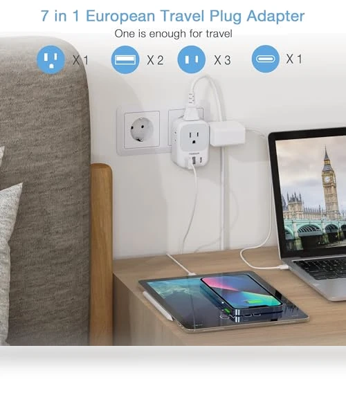European Travel Plug Adapter USB C — Chargers, TESSAN