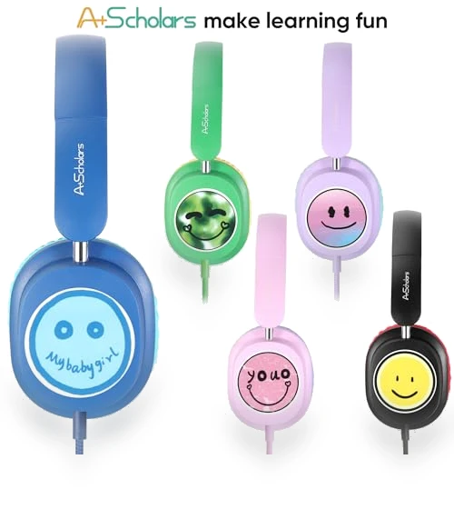 Kids Headphones for School Bulk Set 5-Pack Over-Ear, Foldable — In-Ear Headphones, A+ Scholars