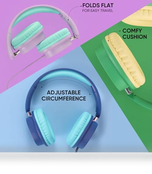 Kids Headphones for School Bulk Set 5-Pack Over-Ear, Foldable — In-Ear Headphones, A+ Scholars