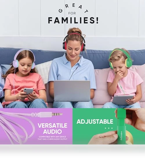 Kids Headphones for School Bulk Set 5-Pack Over-Ear, Foldable — In-Ear Headphones, A+ Scholars