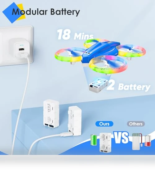 Mini Drone with LED Light for Kids and Beginners — Interactive Figures & Robots, Lisoco