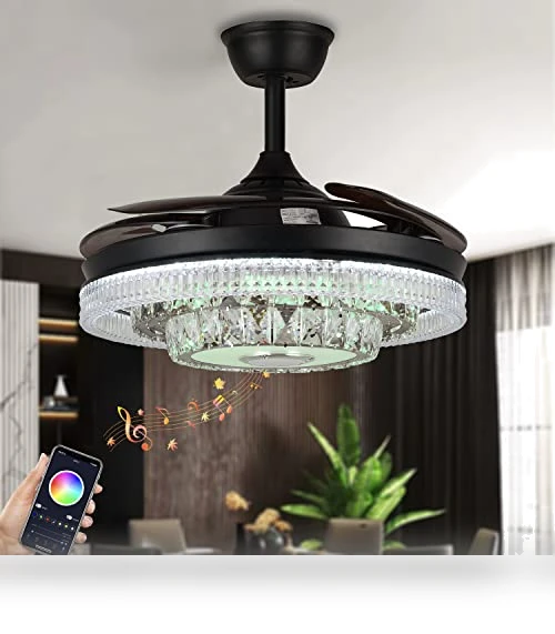 Modern Smart Ceiling Fan with Lights and Bluetooth Speaker — Ceiling Fan Wall Controls, Fandian