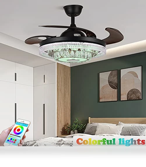 Modern Smart Ceiling Fan with Lights and Bluetooth Speaker — Ceiling Fan Wall Controls, Fandian